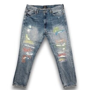 Polo Ralph Lauren Jeans Mens 34 Blue Distressed Multi Color The Avery Boyfriend